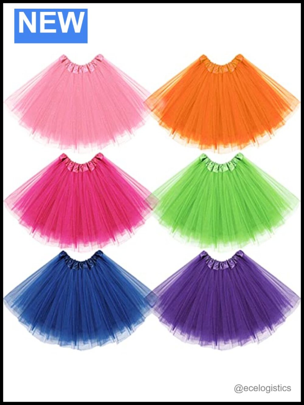 6 Pack Women's Tutu Skirts Halloween Costume Tulle Dance Party Mini Skirts